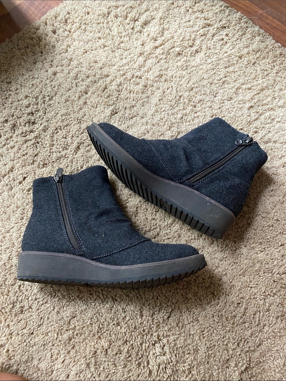 Blowfish Black Wool Buckle Ankle Boots - Picture 3 of 9